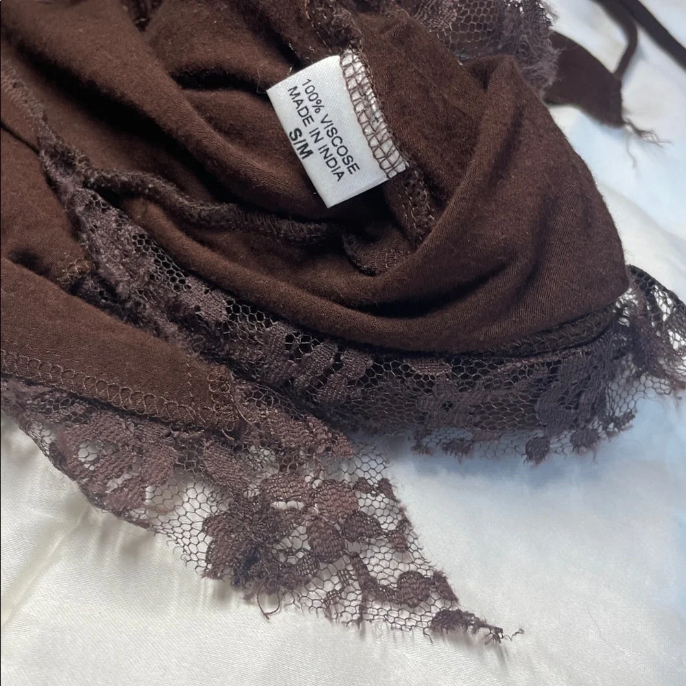 Brown Lace Fairy Mini Dress with Corset Back S/M - Picture 6 of 6